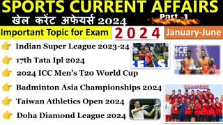 Sports 2024 Current Affairs  Jan To July Current Affairs 2024  Sports Current Affairs 2024 [upl. by Verna]