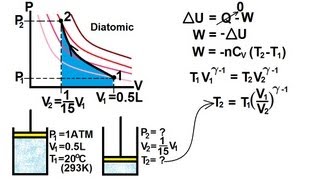 Physics 27 First Law of Thermodynamics 18 of 22 Adiabatic Compression in a Diesel Engine [upl. by Assereht]