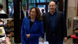 VP Kamala Harris and Gov Tim Walz stop into Sheetz gas station grab Doritos Aug 18 2024 [upl. by Eilatam837]