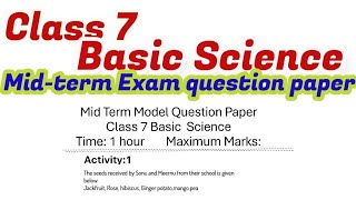 class 7 first mid term question paper 2024 new syllabus with solution unittest scert [upl. by Naillik]