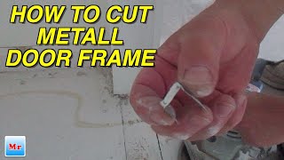 How To Cut Metal Door Jamb Frames for Laminate Flooring Installation DIY MrYoucandoityourself [upl. by Nauqed810]