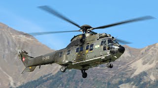 Swiss Air Force AS532UL Cougar Mk1 in action at Meiringen Air Base [upl. by Jania642]