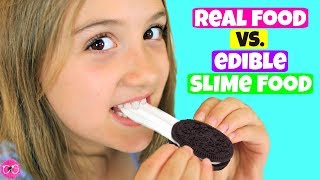 Real Food VS Edible Slime Food Challenge  Mixing Slime with Real Foods [upl. by Darci]