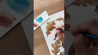 Fall leaf painting with watercolors artshorts watercolorpainting watercolorart [upl. by Junette]