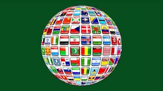 Rotating Globe with all countries flags green screen video footage [upl. by Maisie]