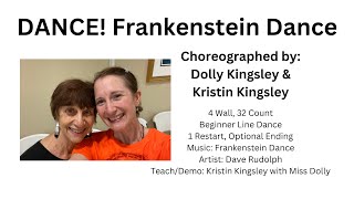 DANCE Frankenstein DanceTeachDemo Beginning Line DanceHappy HalloweenKristin amp Dolly Kingsley [upl. by Auqemahs750]