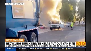 Recycling collector for Gilbert help puts out van fire [upl. by Gal835]