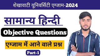 सामान्य हिन्दीShekhawati University ba 1st year general Hindi objective question2024 [upl. by Nicol969]