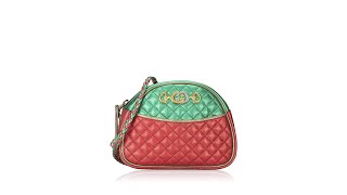 Gucci Trapuntata Zumi Mini Dome Shoulder Bag Green Red [upl. by Artekal]