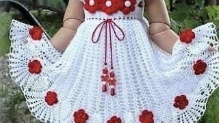 crochet baby girl frocks designcute crochet dress 2024 [upl. by Pavier]