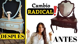 ❤️ CAMBIO RADICAL‼️ PASO A PASO Renovación tocador de madera con CHALK PAINT❤️ [upl. by Bengt]