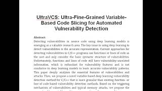 UltraVCS Ultra Fine Grained Variable Based Code Slicing for Automated Vulnerability Detection [upl. by Nynnahs]