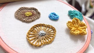 Buttonhole stitch flower  Embroidery tutorial for beginners [upl. by Asselem]