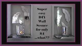 Mirrored Wall Sconce Dollar Tree DIY  Fall Glam Home Decor [upl. by Mure12]