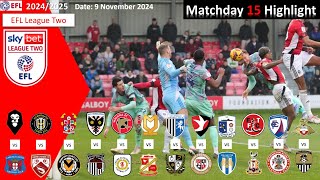 Highlights Summary Matchday 15 202425 EFL League Two [upl. by Lashar]