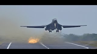 Pilot abort takeoff try again in their incredibly loud USAF B1B Bombers Fairford [upl. by Musetta]