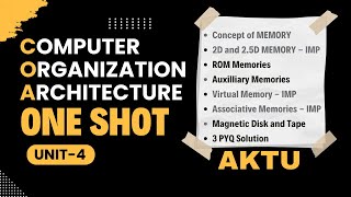 COA aktu  COA unit4 One Shot  COA One Shot Video  Aktu Exam  2nd Year  COA PYQ Soltuion [upl. by Odrarej759]