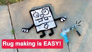 Making a DoodleBob Rug Step by Step Tutorial  Rug Tufting [upl. by Michele431]