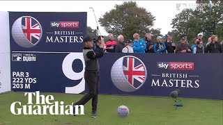 Eddie Pepperells spectacular holeinone at the British Masters [upl. by Adnorrahs]