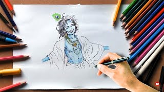 How to draw Krishna  Very Easy Krishna Drawing for beginners  krishna drawing tutorial  krishna [upl. by Amaris35]