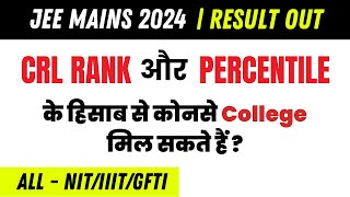 Jee Mains 2024 Result Out  CRL Rank amp Percentile के हिसाब से कौनसे College मिल सकते हैं [upl. by Ainesej159]