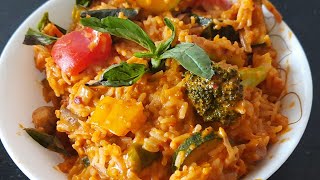 Thai Rice Recipe  Rice cooked in Vegan Thai curry Base  One Pot Thai Meal  Sudhas Veg Recipes [upl. by Otilopih107]