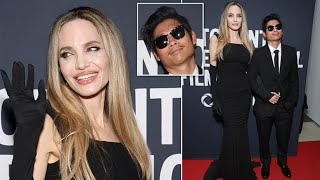 Angelina Jolie and Son Pax Shine at TIFF After EBike Accident Recovery [upl. by Ailecra239]