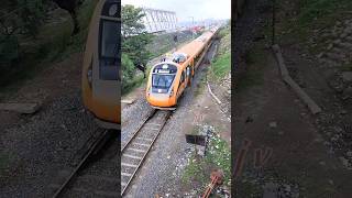 Orange Vande Bharat Express 🔥full speed 🚄🚦shorts travel trending vandebharatexpress [upl. by Ative]