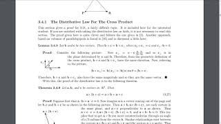 선형대수학을 읽어 보다 341 벡터의 외적 분배법칙 증명 [upl. by Arbe]