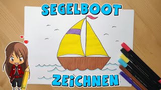 Segelboot einfach malen für Kinder  ab 5 Jahren  Malen mit Evi  deutsch [upl. by Lehar480]