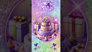 Amazing Happy Birthday Song cake balloons birthdaycake confetti shiny purple gifts [upl. by Ethelda]