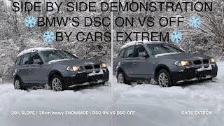 Side by Side Demonstration of BMW‘s DSC ON VS OFF in DEEP SNOW  xDrive  20 INCLINE  BMW X3 30d [upl. by Fiske263]