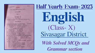 Half yearly exam 2023  English with solved question paper Class X SEBA  You can learn [upl. by Nanette]