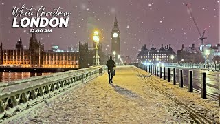 Midnight Snowfall in Westminster London  4K Walking tour of London in the Winter Snow [upl. by Dlaner115]