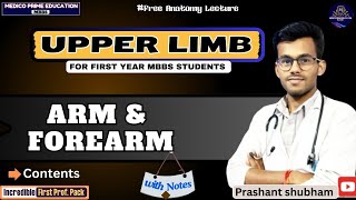 Anatomy of Arm amp Forearm  Muscles amp Artery of Arm  Nerves of upper limb  First year Mbbs lecture [upl. by Socem]