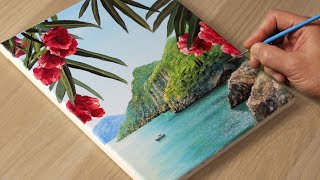 Seascape Painting  Acrylic Painting  STEP by STEP [upl. by Oibirot934]