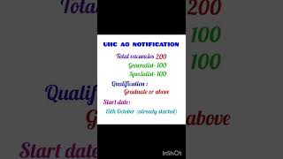 UIIC AO NOTIFICATION uiicao  yt shorts competitive exams [upl. by Gowon]