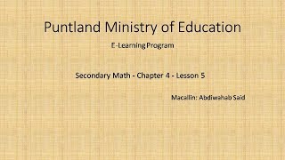 Secondary Math  Chapter 4  Lesson 5 [upl. by Aened]