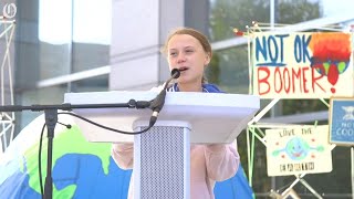 Greta Thunberg Swedish environmental activist gives a speech at Charlotte Climate Strike [upl. by Eloisa778]