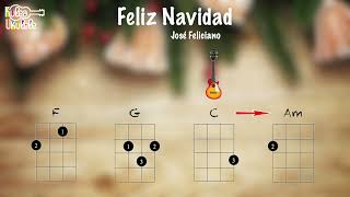 Feliz Navidad  Christmas Ukulele play along Very Easy C F G and Am [upl. by Patricio]