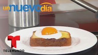 Recetas de cocina Postre que parece pan con huevo  Un Nuevo Día  Telemundo [upl. by Arriec]