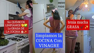 Sin QUIMICOS LIMPIAMOS la GRASA de la COCINA LIMPIEZA DE LA COCINA CON VINAGRE TIPS DE LIMPIEZA [upl. by Los]