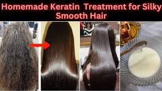 OMG 😱 Straight Damaged Frizzy HairKeratin Smooth Shiny Hair at Home [upl. by Ogren]