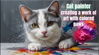 Artist Cat Creates a Masterpiece with Paint🎨The Cutest Kitty Painting Ever CatArtist PaintingCat [upl. by Fischer]