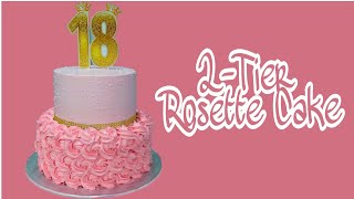 2tier Rosette Cake  Debutant Cake Decorating [upl. by Ahsinnor]