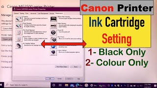 Canon Printer Ink Cartridge Setting  Black Only or Colour Only Printing [upl. by Adlesirhc]