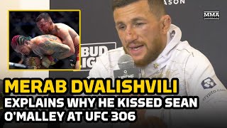 Merab Dvalishvili Explains Why He Kissed Sean O’Malley at UFC 306  MMA Fighting [upl. by Inerney]