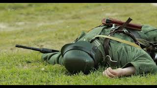 Close Up View On German Infantry Soldier In World War Ii Reconstruction Reenactor Dressed As [upl. by Ashlee]