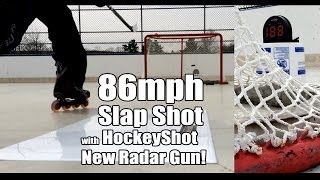 86mph slap shot captured on HockeyShot Radar Gun [upl. by Talmud116]