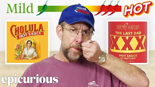 Pepper X Creator Ed Currie Tries 32 Hot Sauces  Epicurious [upl. by Yssirc87]